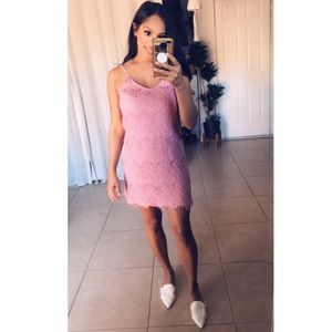 Pink Lace Spaghetti Strap Dress